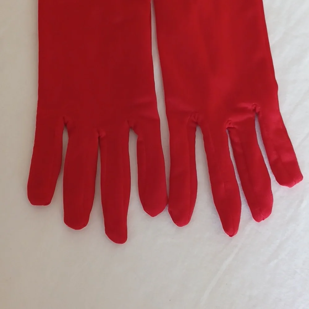 3/$25 SALE Vintage Evening Gloves for Women Mrs Clause Holiday Red, One Size